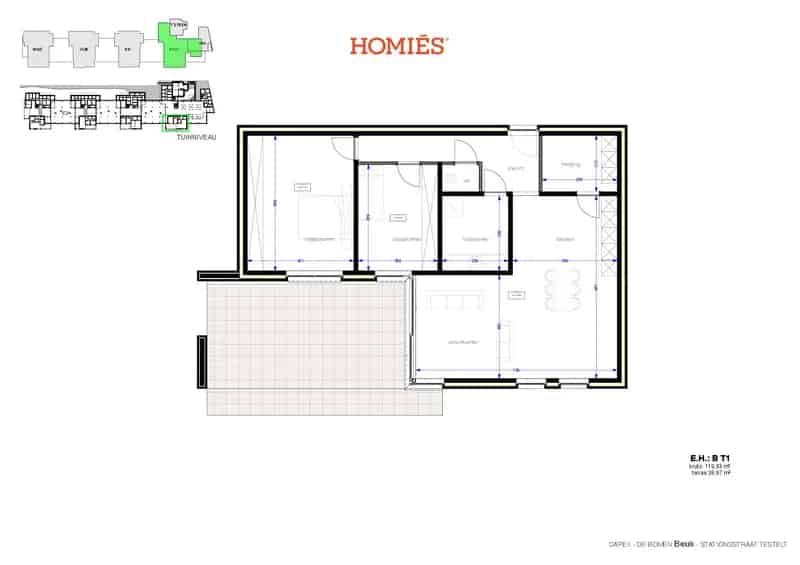 Appartement te koop Testelt 2 slaapkamers ruim terras