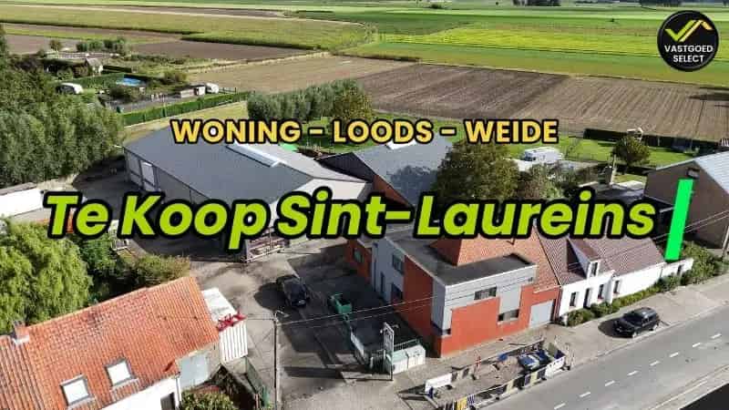 Vastgoed Select: Ruime woning met loods en weide totaal 2624 m² in Sint-Laureins