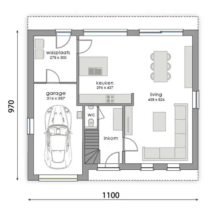 Bouwgrond Merelbeke 1112m² Open Bebouwing