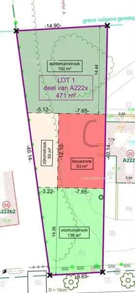 Bouwgrond Wondelgem 801m² Parktuin Halfopen Bebouwing