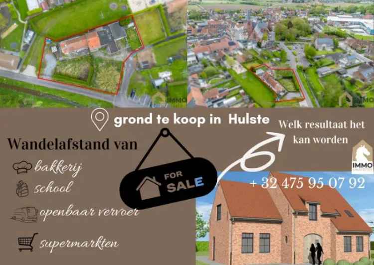 Te koop te Hulste : grond met  2 te slopen woningen +/- 1348 m².