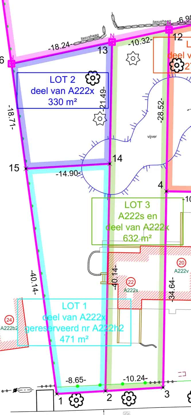 Bouwgrond Wondelgem 801m² Halfopen Bebouwing Tuin