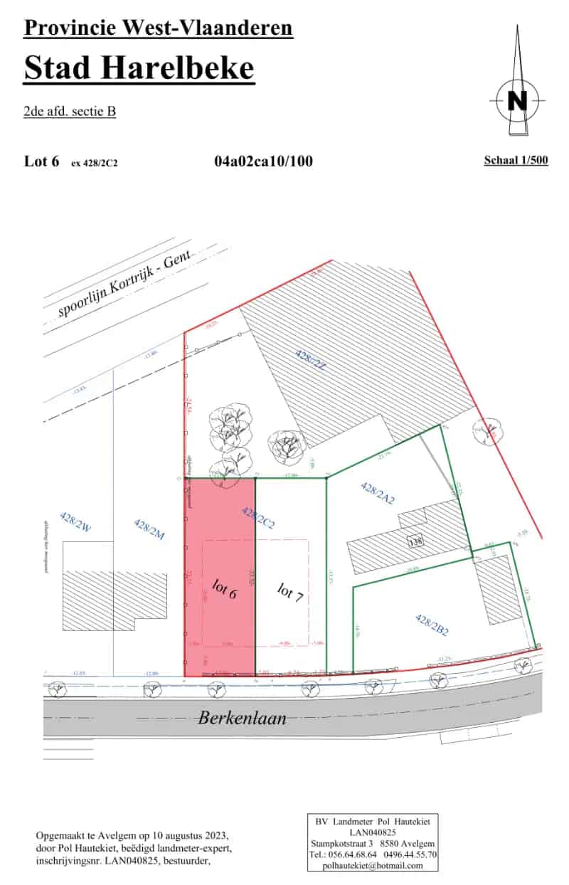 Bouwgrond Harelbeke 402m² HOB
